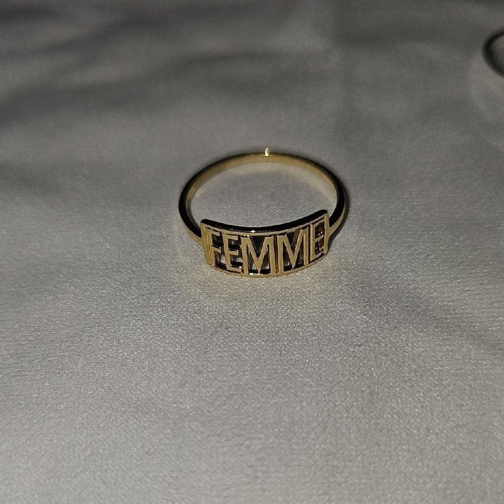 Gold Colored 'FEMME' Ring